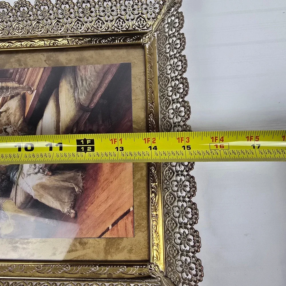 Vintage‎ Gold Filigree Frame Classical Women Print Victorian Style 15x10